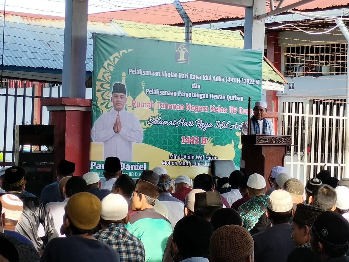 Foto pelaksanaan Sholat Idul Adha di Rutan Kelas IIB Dumai