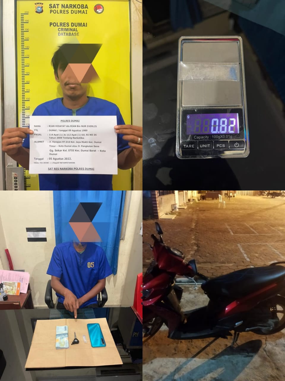 Foto pelaku narkoba yang diamankan oleh Jajaran Polres Dumai tersebut adalah RH Alias RN (33) warga Kelurahan Jaya Mukti Kecamatan Dumai Timur.