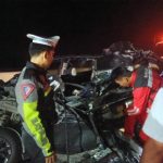 Foto kecelakaan lalu lintas yang terjadi di ruas Tol Pekanbaru-Dumai KM 24/600.
