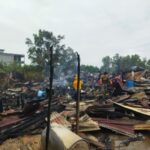 Foto : Kondisi kebakaran rumah di Petak Panjang Jalan Budi Kemuliaan setelah api berhasil dipadamkan.